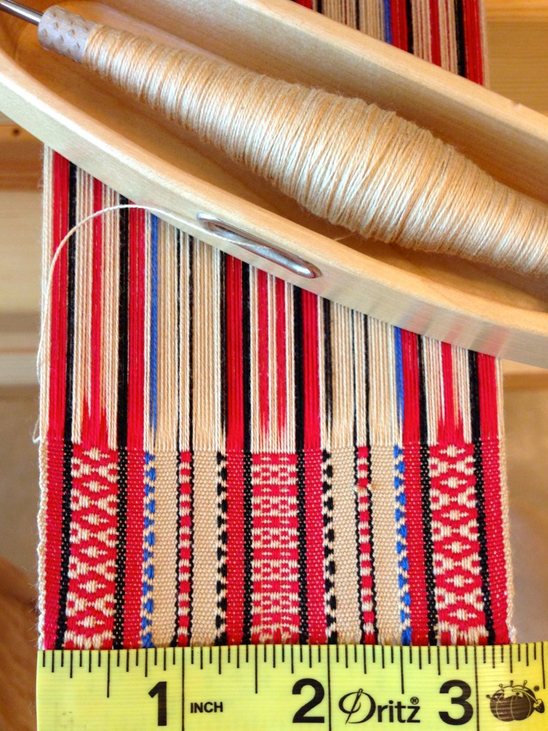 Finally Weaving the Beginning handwoven rosepath band selvedges