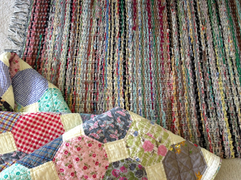 My grandmother's quilt and rag rug from old clothes