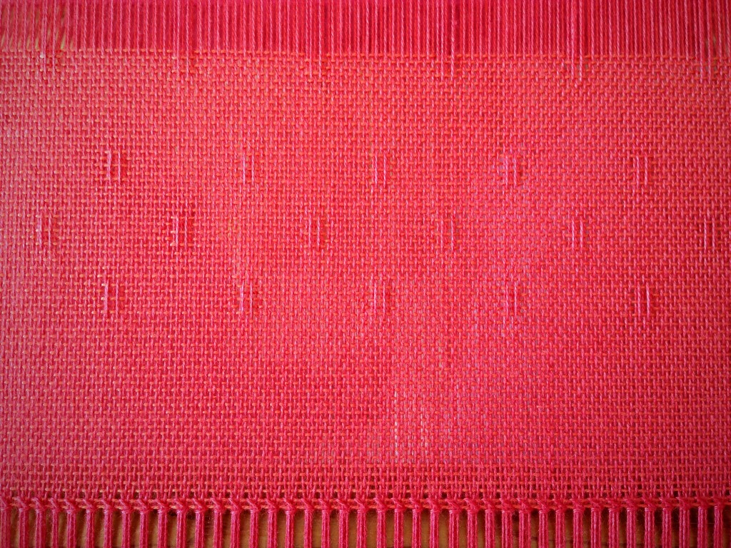 Hemstitching on the loom. Huck lace bamboo shawl.