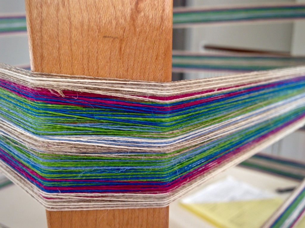 Linen on the warping reel.