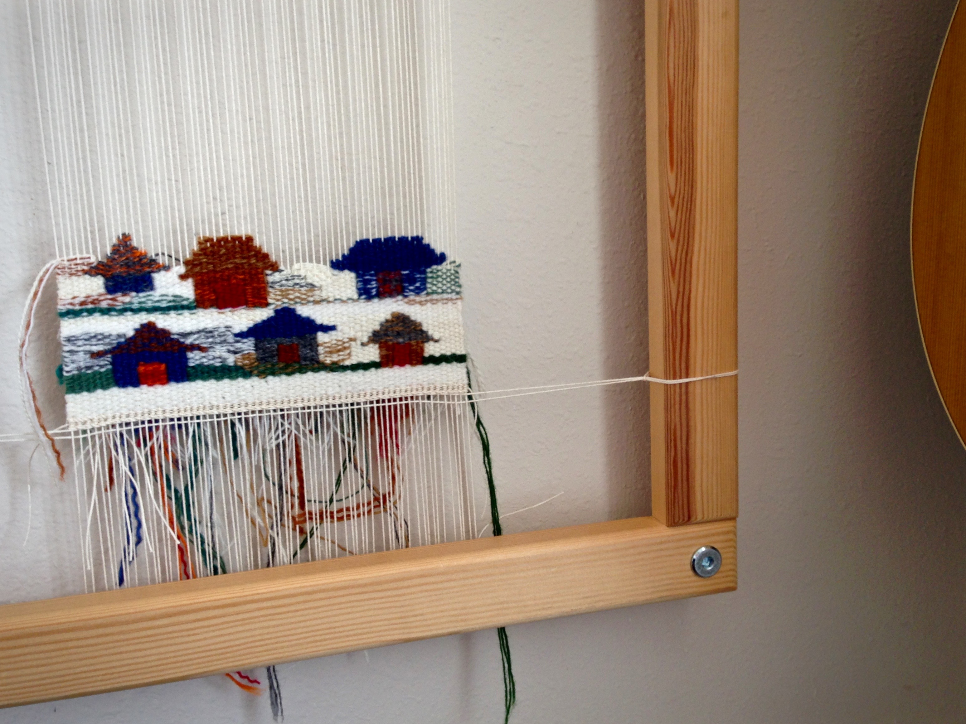 Tools Day Tapestry Frame on Display Warped for Good