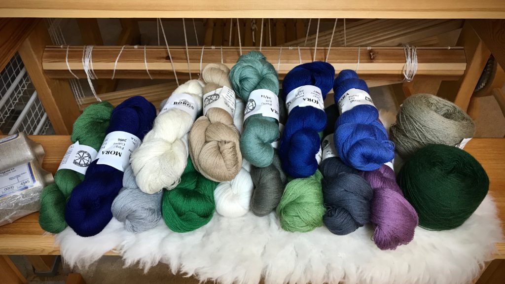 Collection of colors in Mora wool for a transparency.