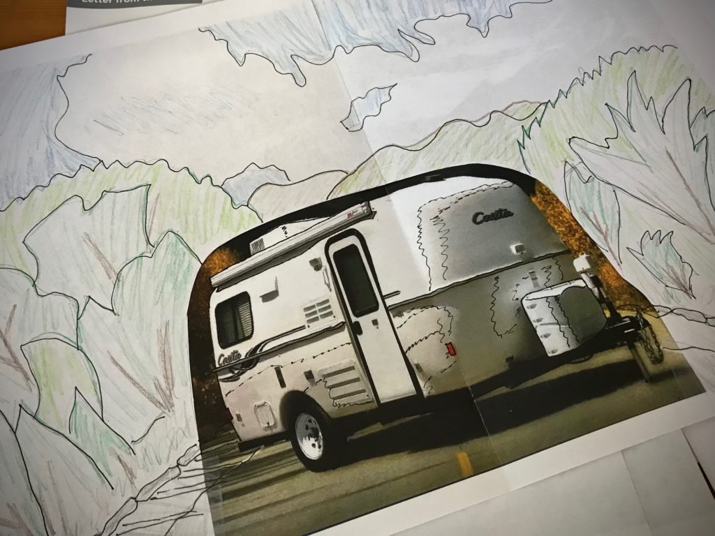 Making a tapestry cartoon.