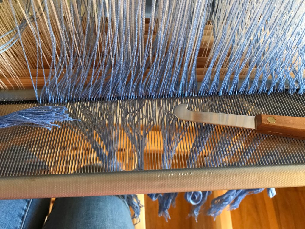 Sleying the reed on Glimakra Standard.